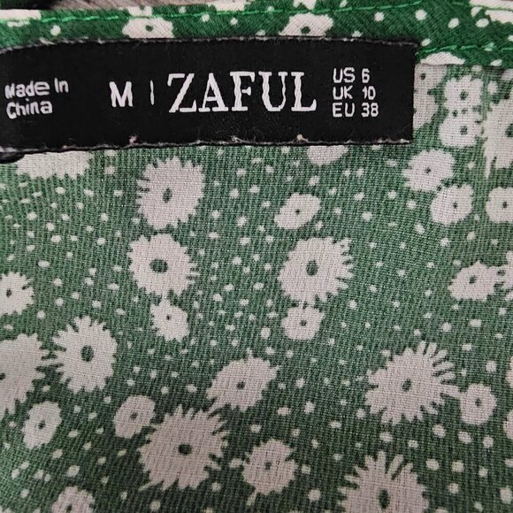 Zaful Spaghetti Strap Floral Green And White Mini Dress - Picture 3 of 8